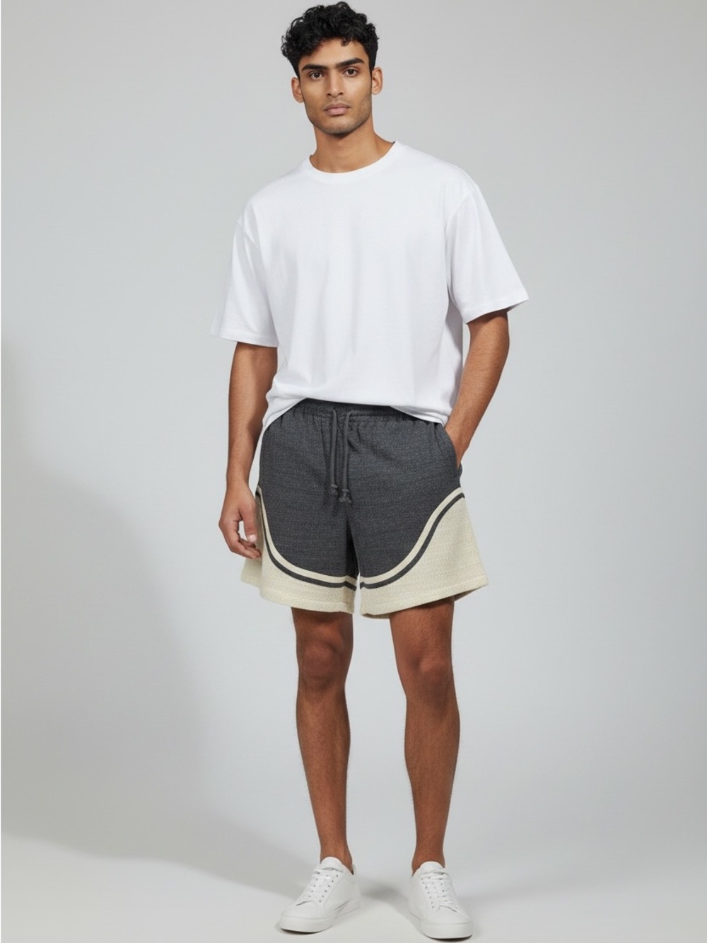 Aime Leon Dore Charcoal & Cream Knit Drawstring Shorts